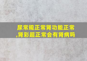 尿常规正常肾功能正常,肾彩超正常会有肾病吗