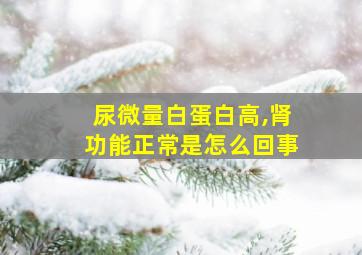 尿微量白蛋白高,肾功能正常是怎么回事