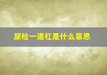 尿检一道杠是什么意思