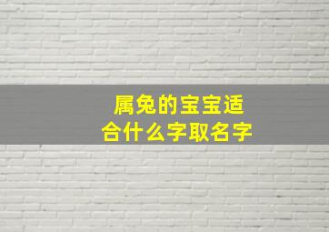 属兔的宝宝适合什么字取名字