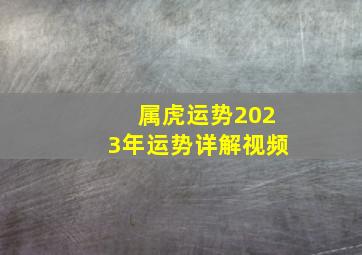 属虎运势2023年运势详解视频