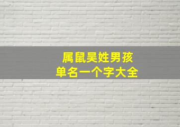 属鼠吴姓男孩单名一个字大全