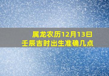 属龙农历12月13曰壬辰吉时出生准确几点