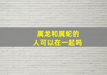 属龙和属蛇的人可以在一起吗