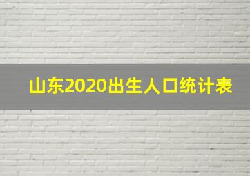 山东2020出生人口统计表