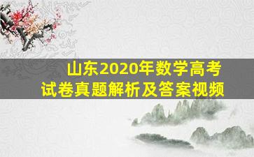 山东2020年数学高考试卷真题解析及答案视频