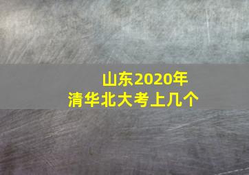 山东2020年清华北大考上几个