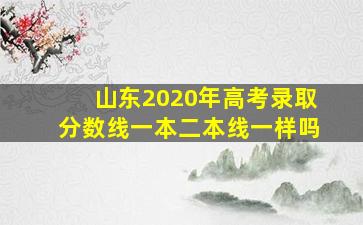 山东2020年高考录取分数线一本二本线一样吗