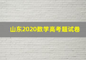 山东2020数学高考题试卷