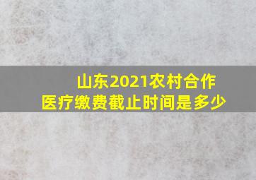 山东2021农村合作医疗缴费截止时间是多少