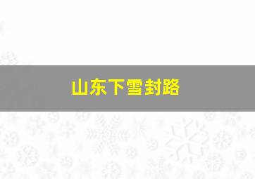 山东下雪封路