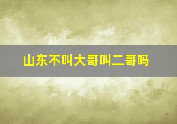 山东不叫大哥叫二哥吗