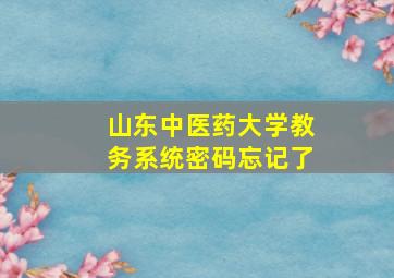 山东中医药大学教务系统密码忘记了