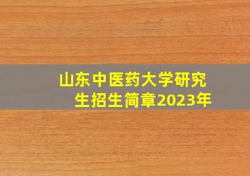 山东中医药大学研究生招生简章2023年