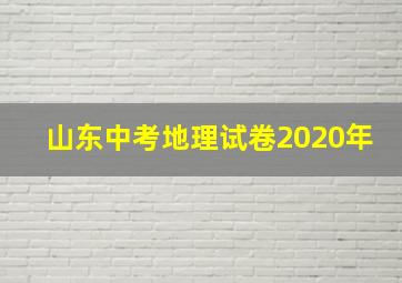 山东中考地理试卷2020年