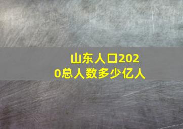 山东人口2020总人数多少亿人