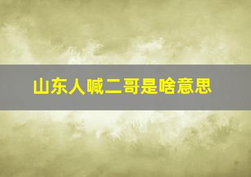 山东人喊二哥是啥意思