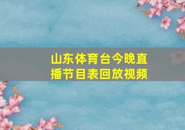 山东体育台今晚直播节目表回放视频