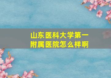 山东医科大学第一附属医院怎么样啊