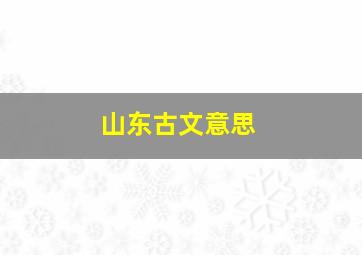 山东古文意思