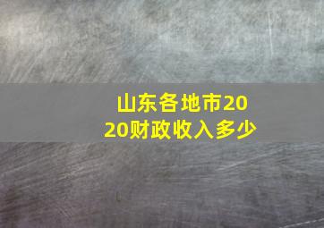 山东各地市2020财政收入多少