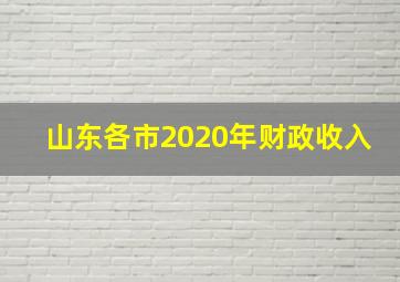 山东各市2020年财政收入