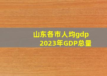 山东各市人均gdp2023年GDP总量