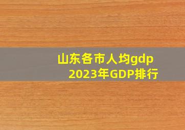 山东各市人均gdp2023年GDP排行