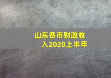 山东各市财政收入2020上半年