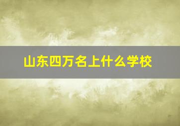 山东四万名上什么学校