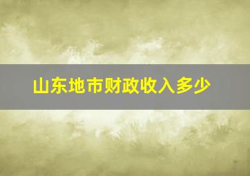 山东地市财政收入多少