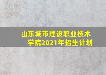 山东城市建设职业技术学院2021年招生计划