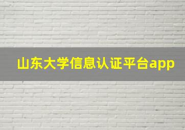 山东大学信息认证平台app