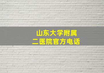 山东大学附属二医院官方电话