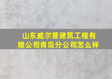 山东威尔普建筑工程有限公司青岛分公司怎么样