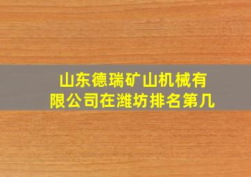 山东德瑞矿山机械有限公司在潍坊排名第几