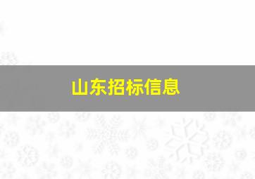 山东招标信息