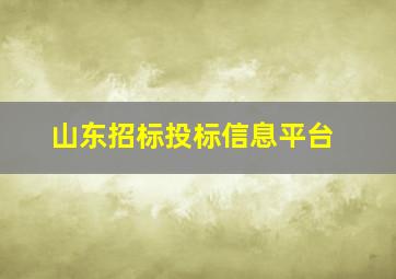 山东招标投标信息平台