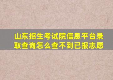 山东招生考试院信息平台录取查询怎么查不到已报志愿