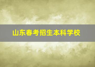 山东春考招生本科学校