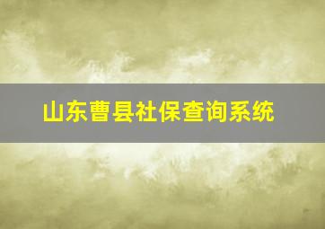 山东曹县社保查询系统