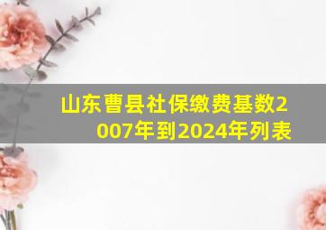 山东曹县社保缴费基数2007年到2024年列表