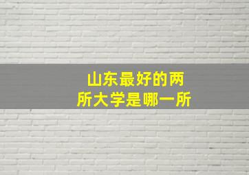 山东最好的两所大学是哪一所