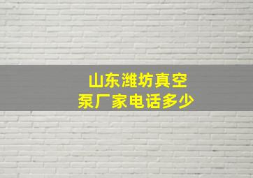 山东潍坊真空泵厂家电话多少