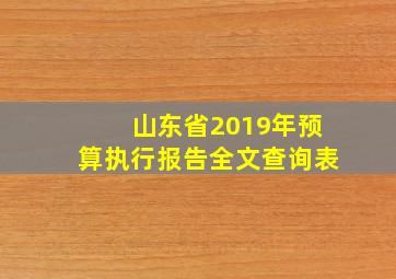 山东省2019年预算执行报告全文查询表