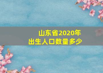 山东省2020年出生人口数量多少