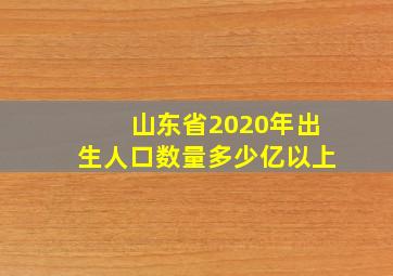 山东省2020年出生人口数量多少亿以上