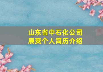 山东省中石化公司展爽个人简历介绍