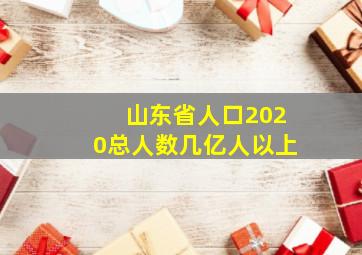 山东省人口2020总人数几亿人以上