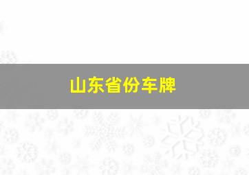 山东省份车牌